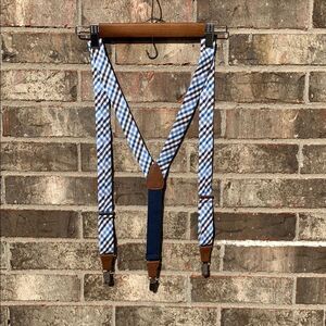 Take 50% OFF- Gillmons Men’s Blue and White Plaid Suspenders